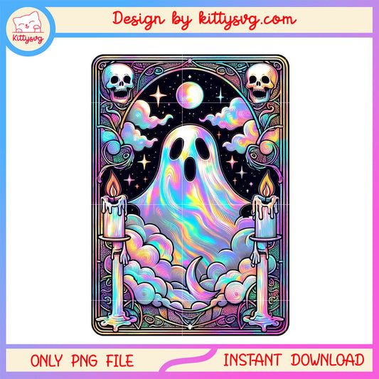 Cute Ghost tarot card png, scary ghost tarot card png