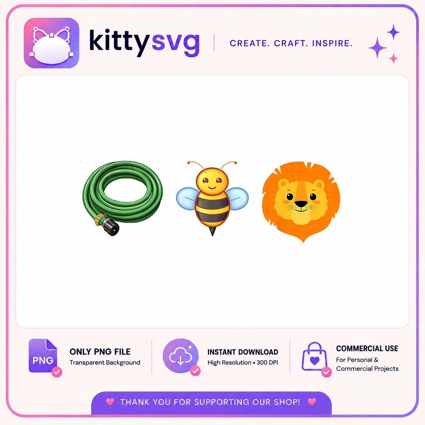 Cute Garden Hose Bee Lion Clipart PNG, Animal PNG, Kids PNG