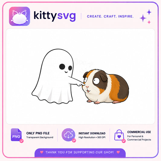 Cute Ghost And Guinea Pig PNG, Halloween Ghost PNG, Kawaii Animal PNG