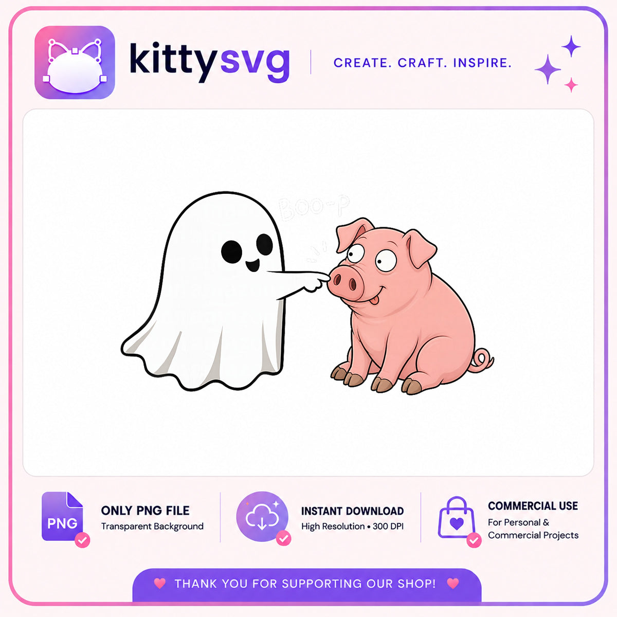 Cute Ghost And Pig Halloween PNG, Spooky Ghost PNG, Halloween PNG
