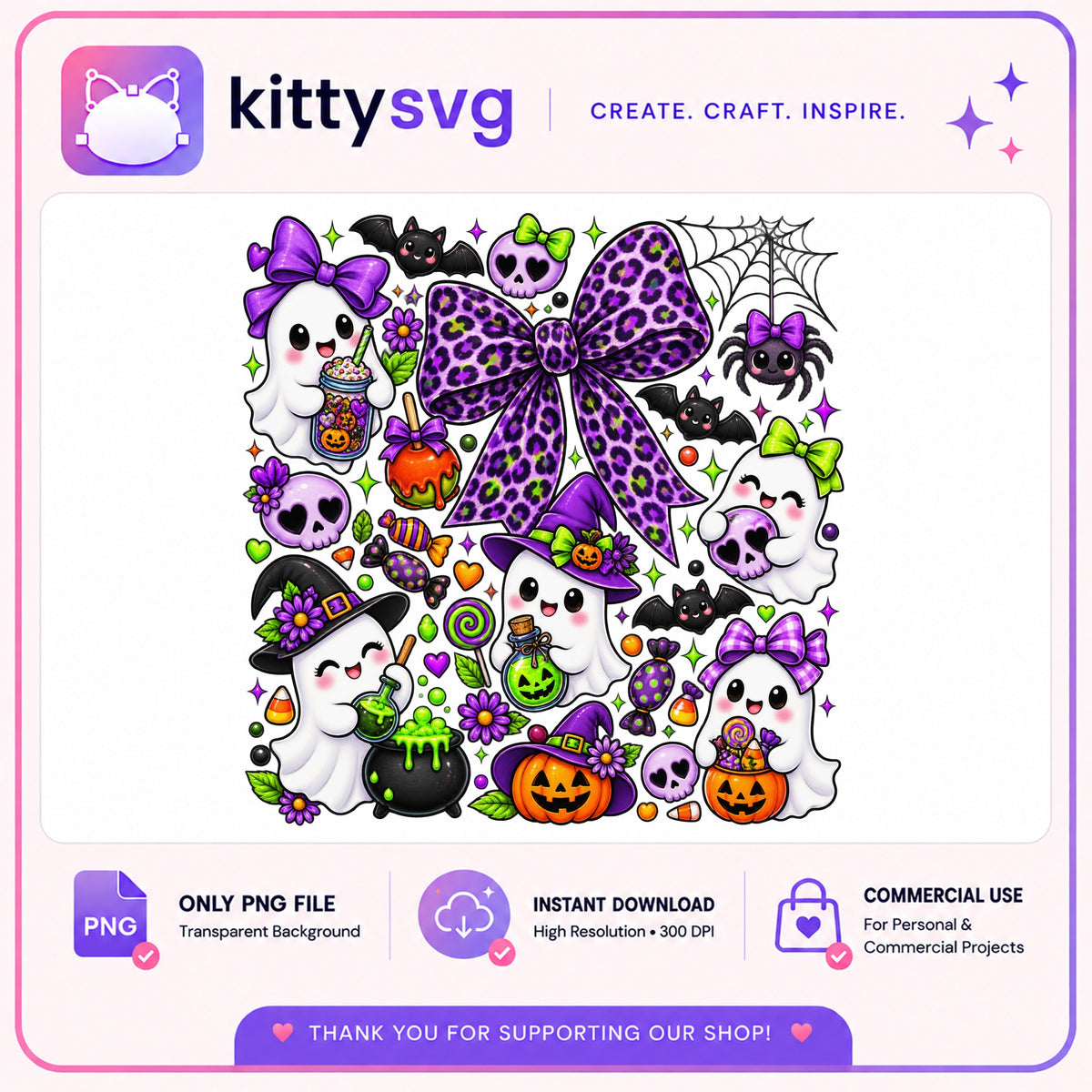 Cute Halloween Ghost PNG, Spooky Ghost Clipart, Halloween PNG
