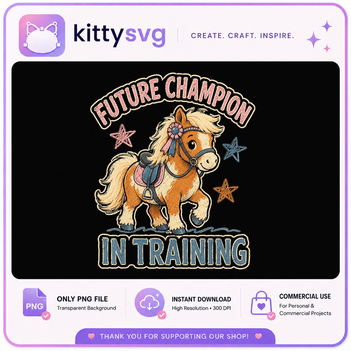 Cute Pony Future Champion PNG, Horse Girl Riding PNG, Kids Horse PNG