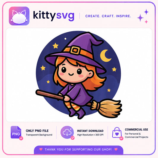 Cute Witch On Broomstick PNG, Halloween Witch Clipart, Witch PNG