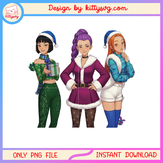 Cute anime huntrix kpop christmas holiday png, kpop bands png 