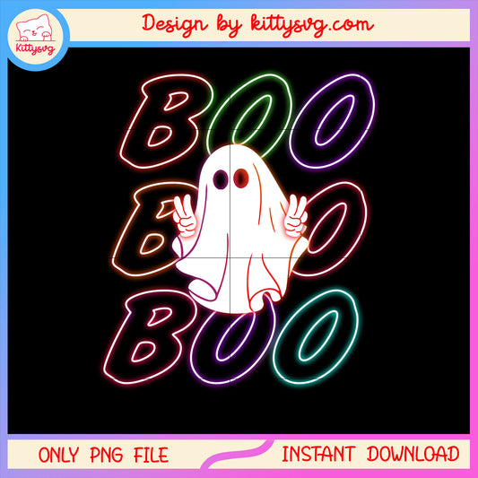 Cute boo happy halloween design png, ghost cute png