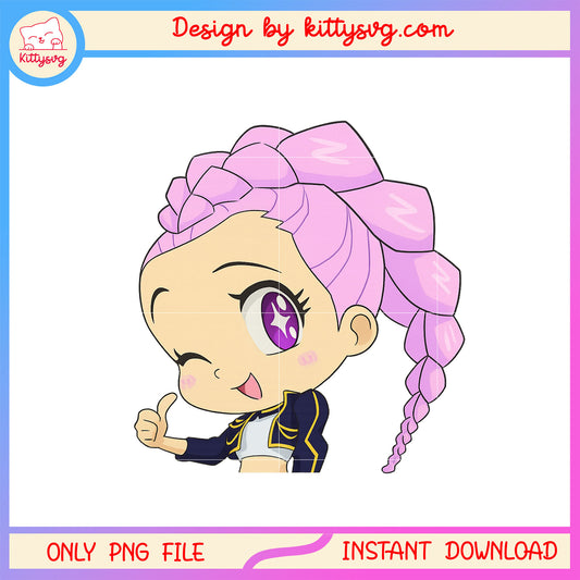 Cute chibi rumi huntrix kpop band character png, hunter movie png,  huntrix png