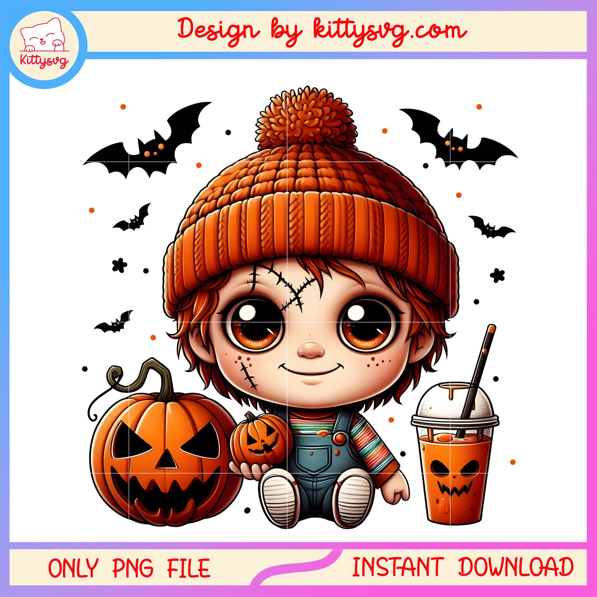 Cute chucky pumpkin it fall png,  chucky halloween pumpkin png