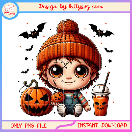 Cute chucky pumpkin it fall png,  chucky halloween pumpkin png