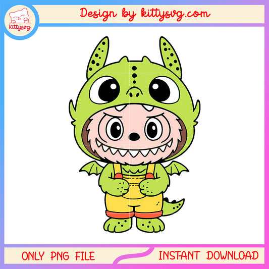 Cute doll labubu pop mart design  png, green labubu png