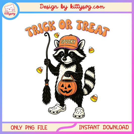 Cute feral trick or treat png, halloween night png, halloween pumpkin png