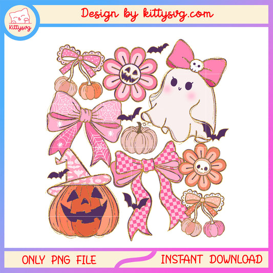 Cute ghost and pumpkin png, cute halloween costumes png, halloween pumpkin png