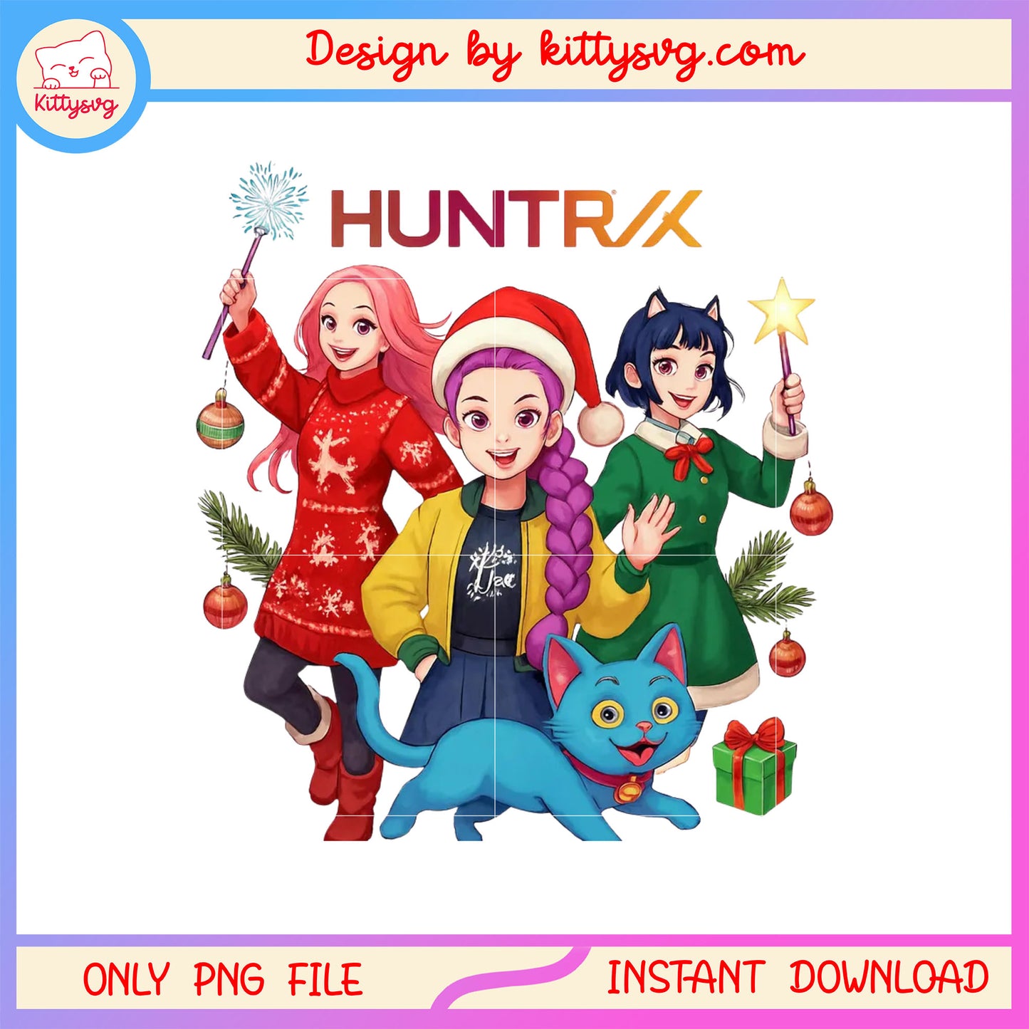 Cute huntrix funny christmas kpop png, the huntrix band png