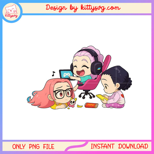 Cute huntrix girls relaxing png, rumi zoey mira png, huntrix girls png