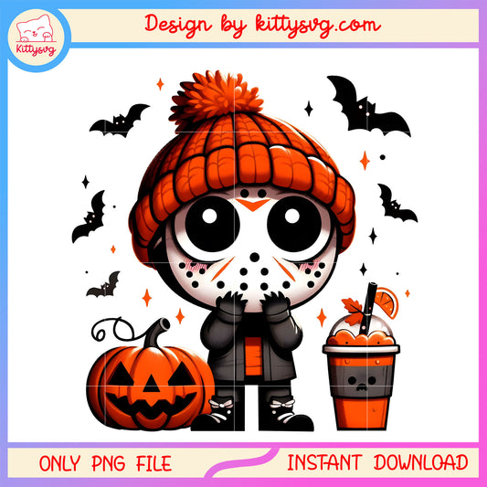 Cute jason pumpkin fall halloween png,  jason halloween pumpkin png