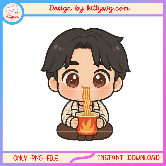 Cute jinu saja boys eating noodle png, saja boys jinu png
