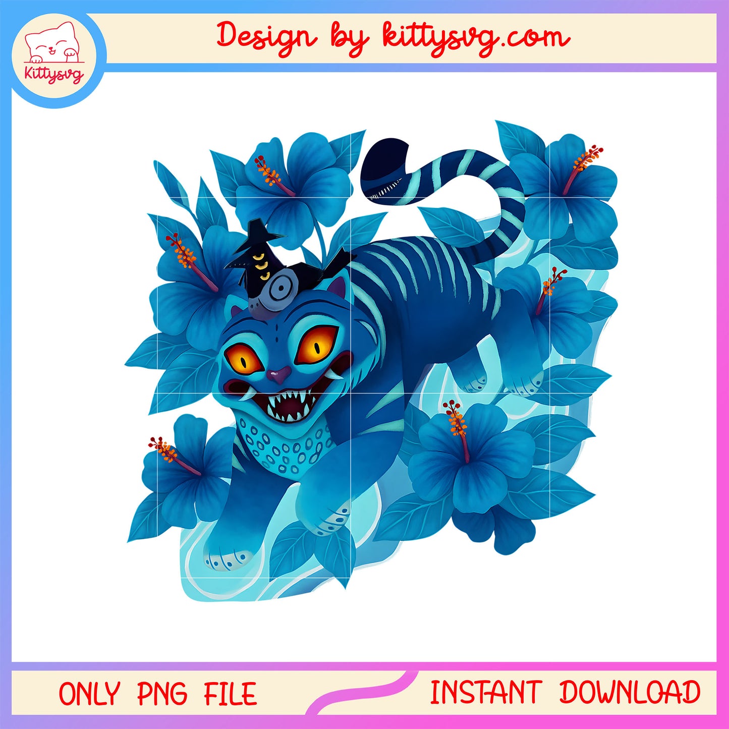 Cute kpop demon hunters derpy tiger flower png, netflix movie characters png