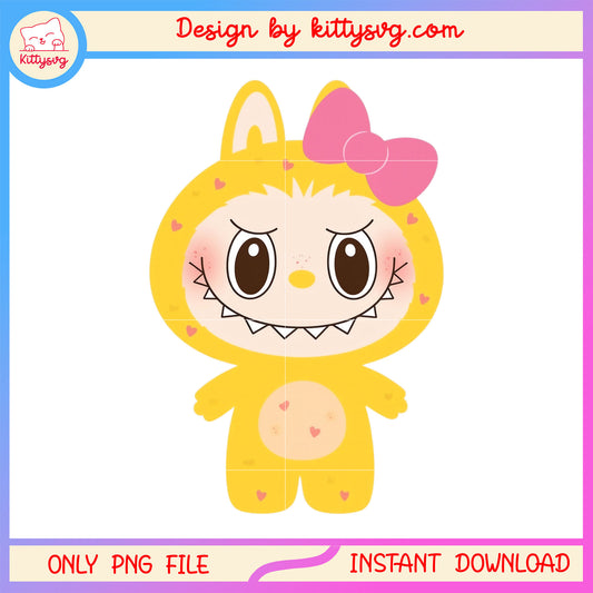 Cute labubu coquette bow doll png, labubu art png, arts toy png