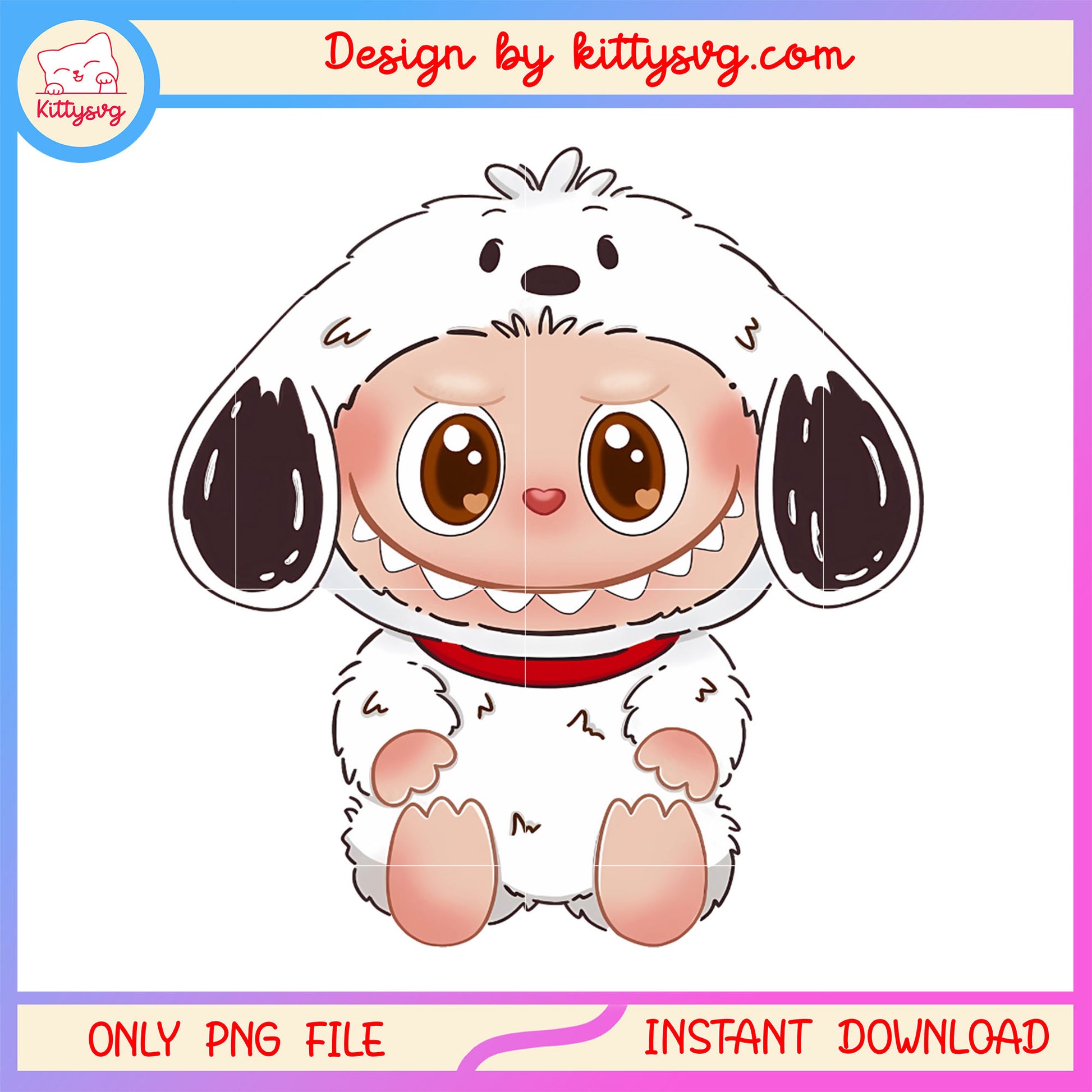 Cute labubu dog design png, labubu art png, labubu popmart png