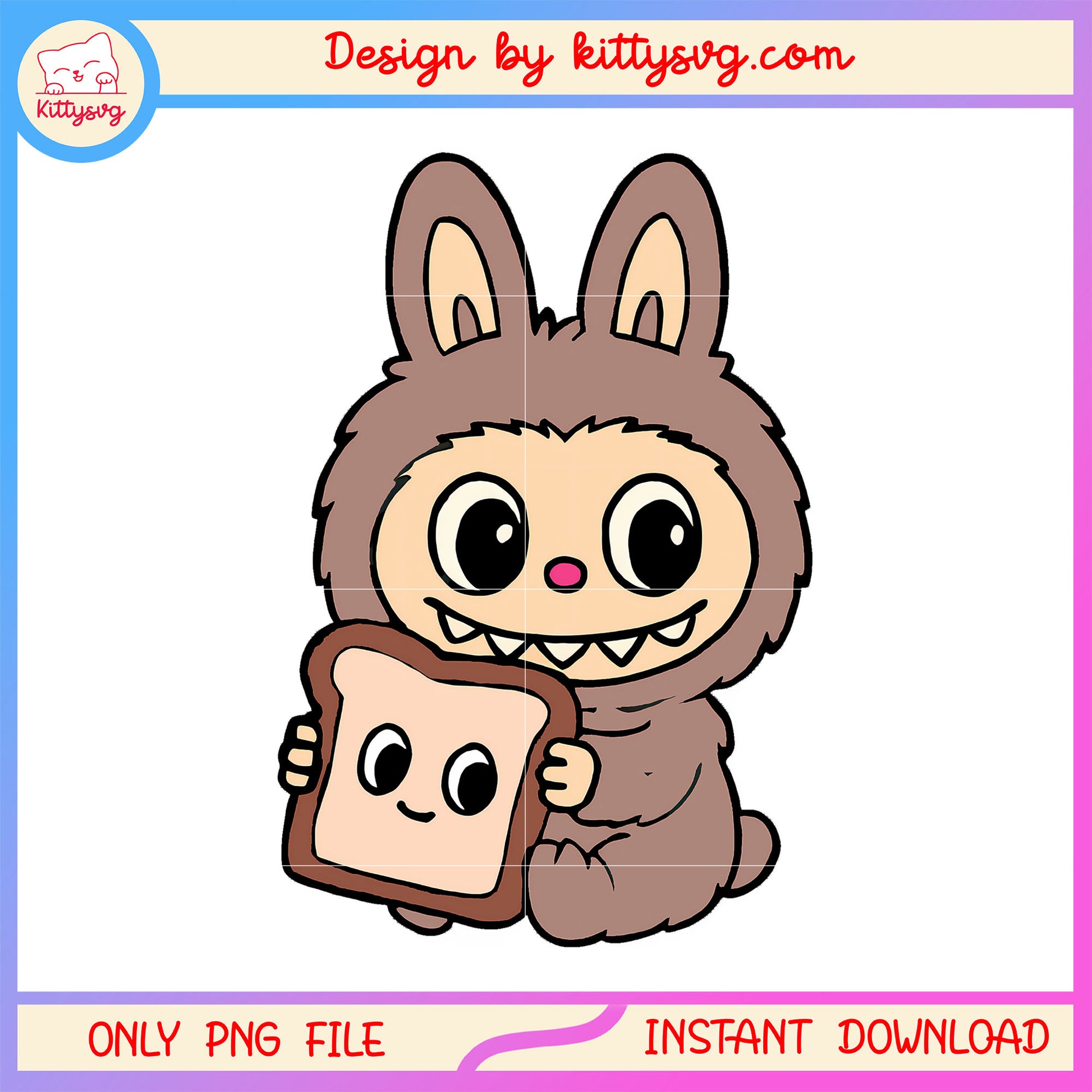 Cute labubu hand sandwitch doll design png, cute labubu png