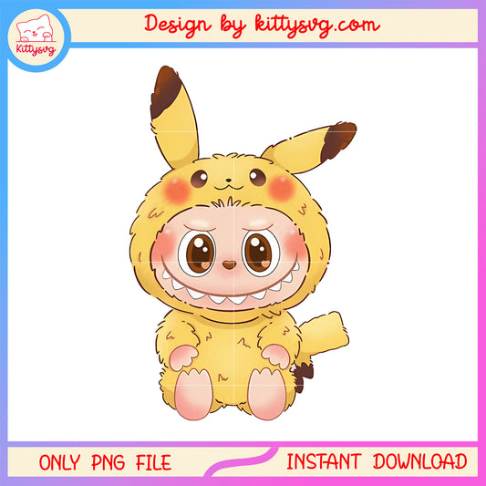 Cute labubu pokemon design png, pikachu pokemon png, have a seat labubu png