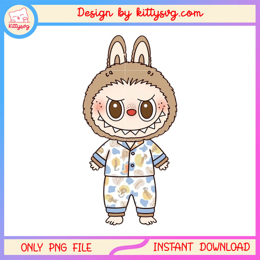 Cute labubu wear pijama cosplay doll design png, labubu png, labubu art png