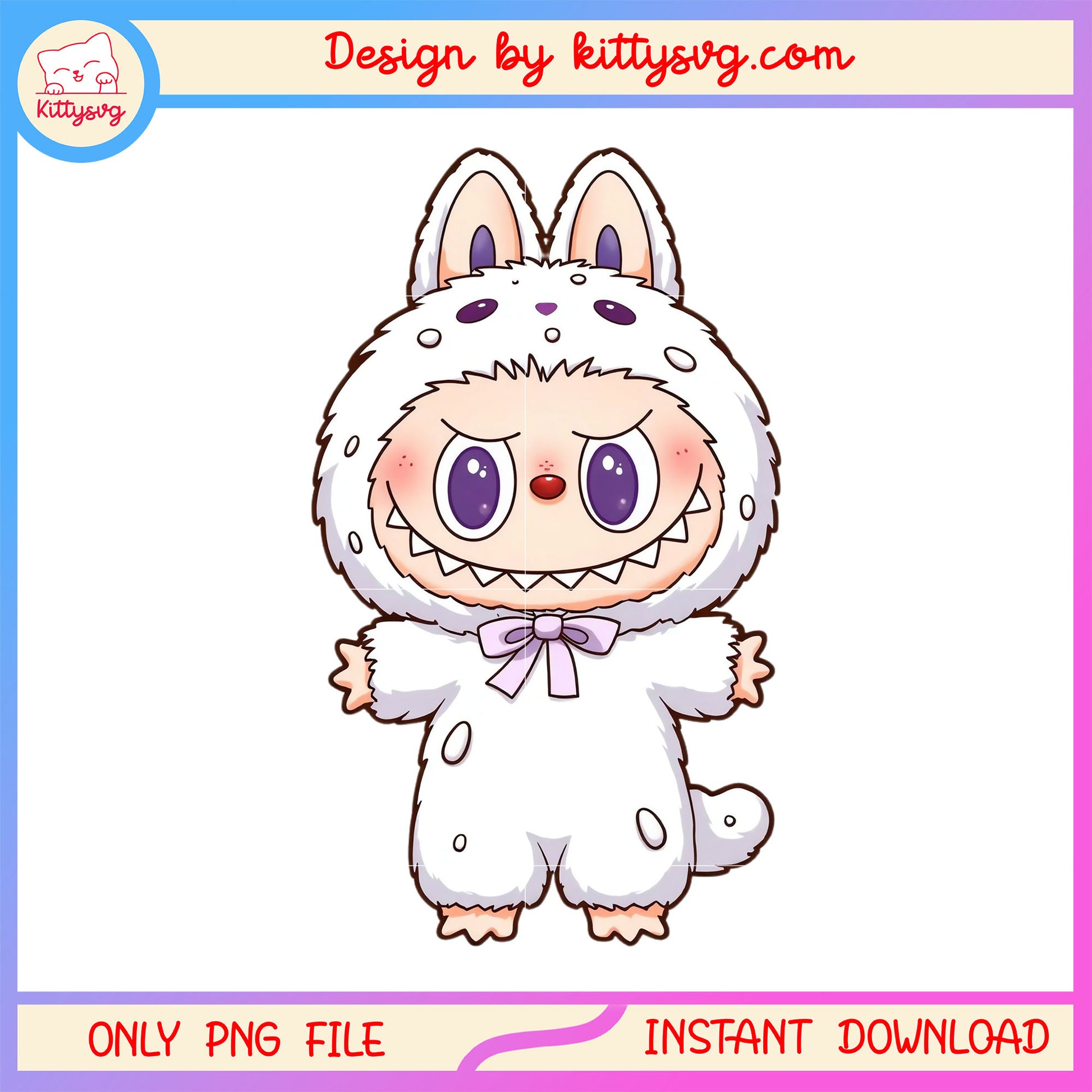 Cute labubu white color doll png, labubu art png, labubu macaron png