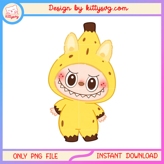 Cute labubu yellow color design png, pop mart labubu png