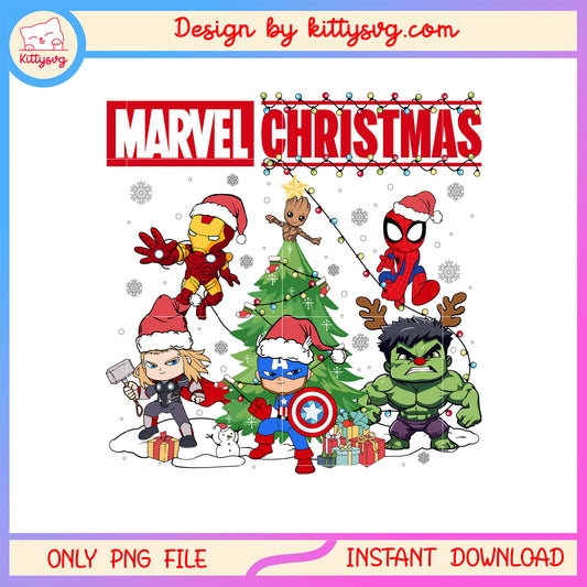 Cute marvel christmas tree design png, christmas marvel png