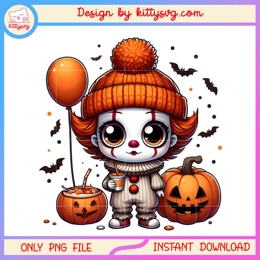 Cute pennywise pumpkin it fall png, pennywise halloween pumpkin png