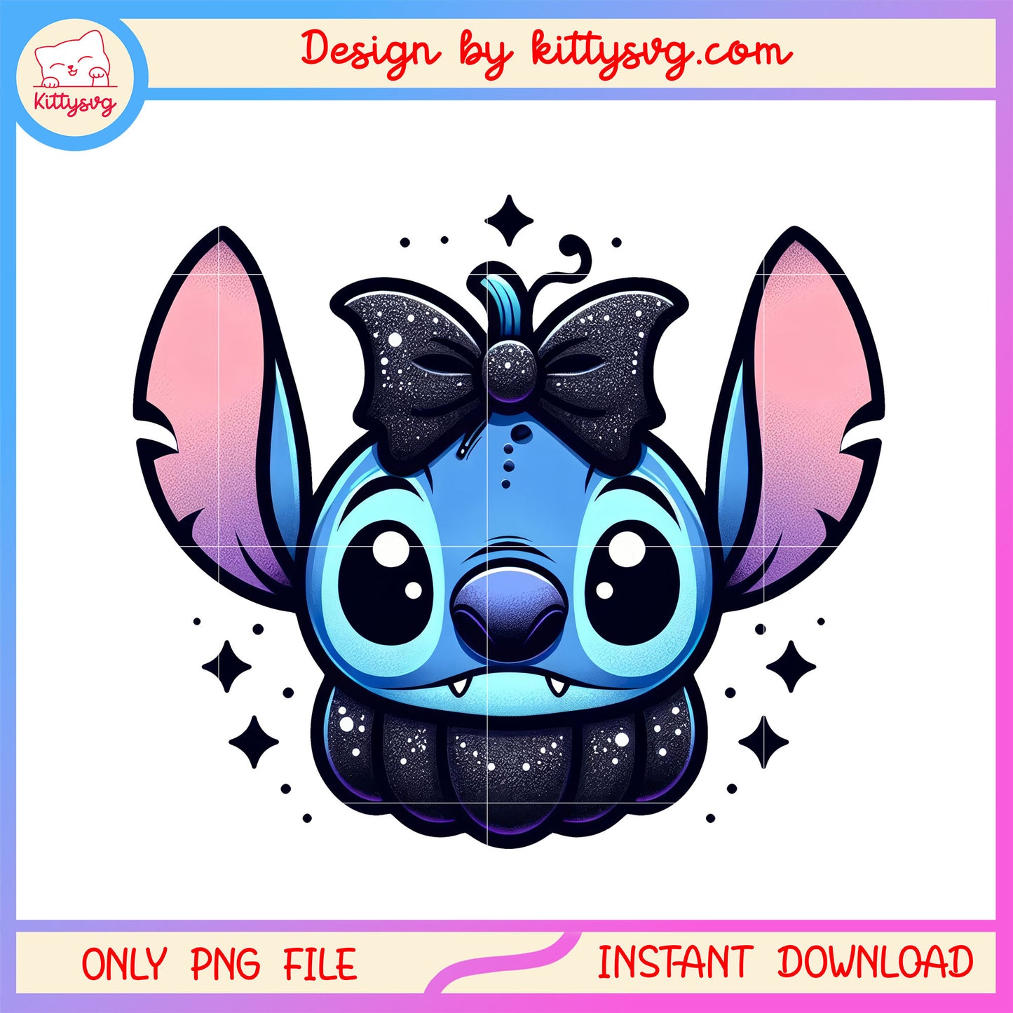 Cute stitch on halloween night png, stitch character png, halloween holiday  png