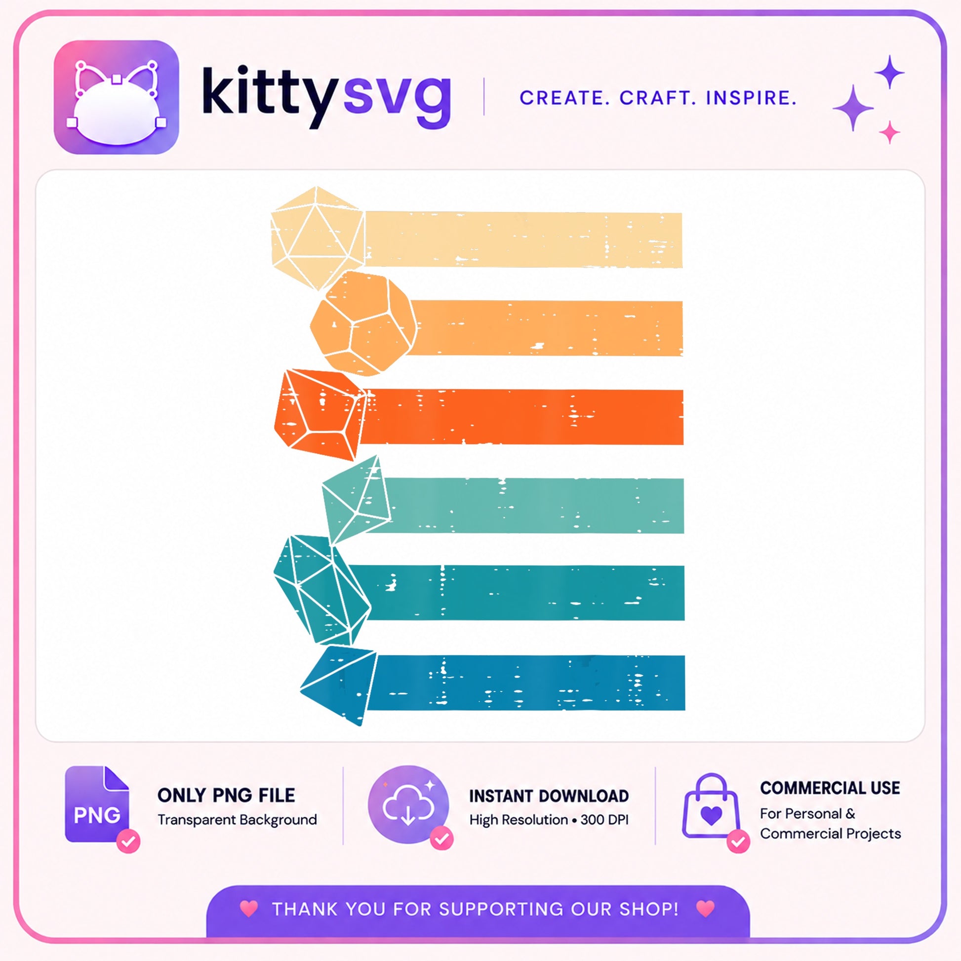 DND Dice Bundle PNG, Dungeons And Dragons PNG, Retro Vintage PNG