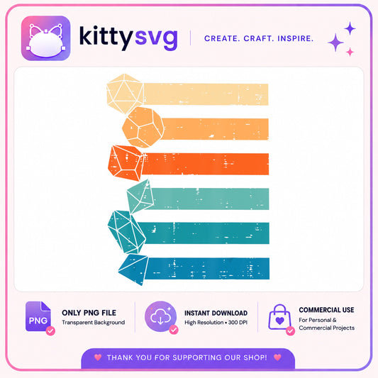 DND Dice Bundle PNG, Dungeons And Dragons PNG, Retro Vintage PNG