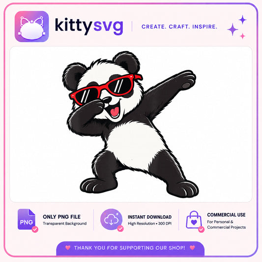 Dabbing Panda PNG, Cute Panda With Sunglasses PNG, Funny Panda PNG