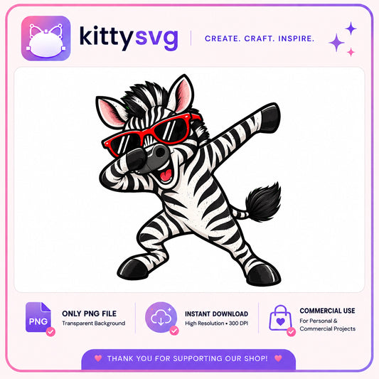 Dabbing Zebra PNG, Cute Zebra With Sunglasses PNG, Funny Zebra PNG