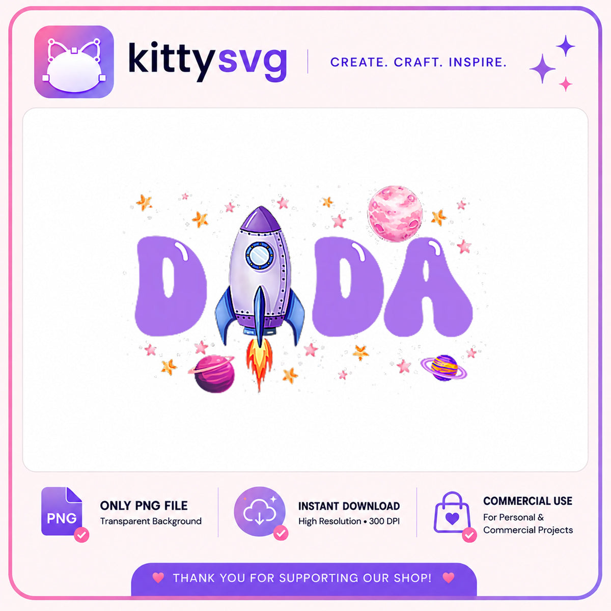 Dada Space PNG, Rocket Planets Stars Sublimation PNG, Dad PNG