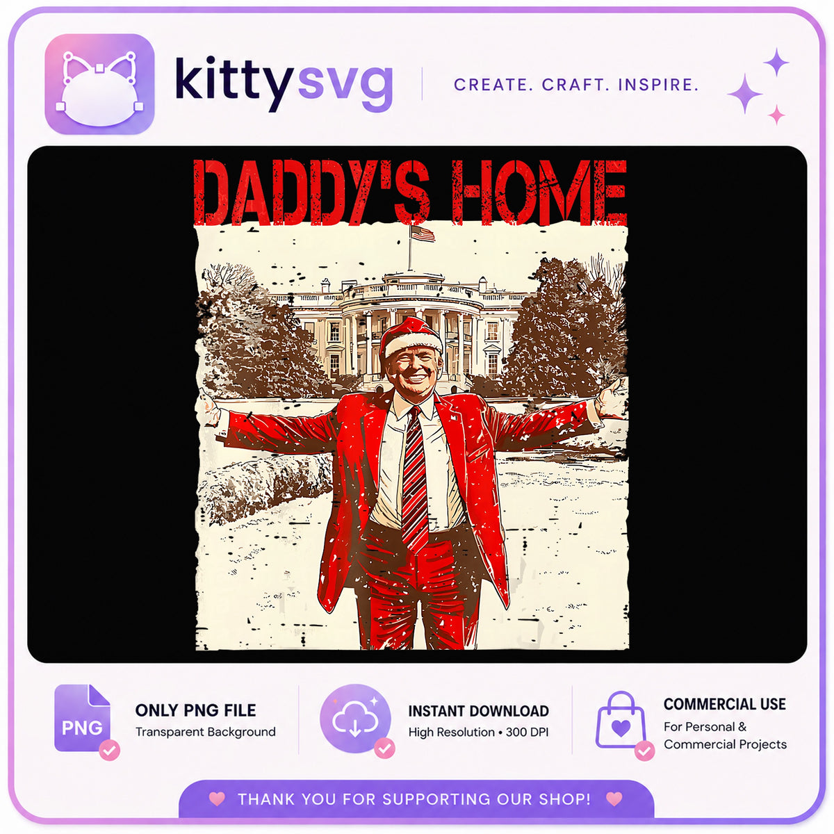 Daddys Home Trump PNG, White House Christmas PNG, Political PNG