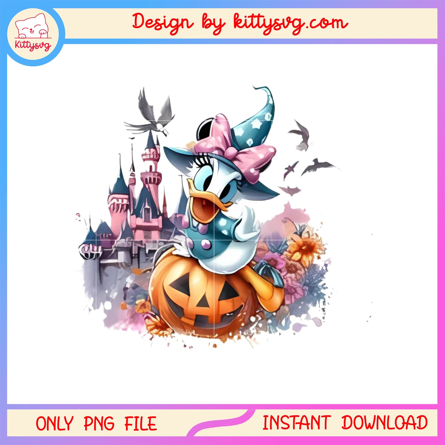 Daisy duck and halloween pumpkin png, spooky season png