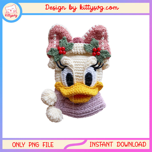 Daisy face christmas patchwork png, disney daisy character png