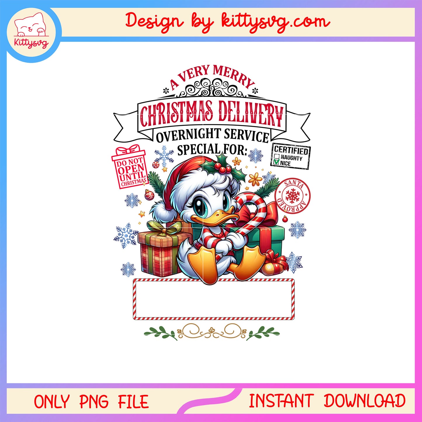 Daisy very merry christmas delivery png, disney daisy duck png