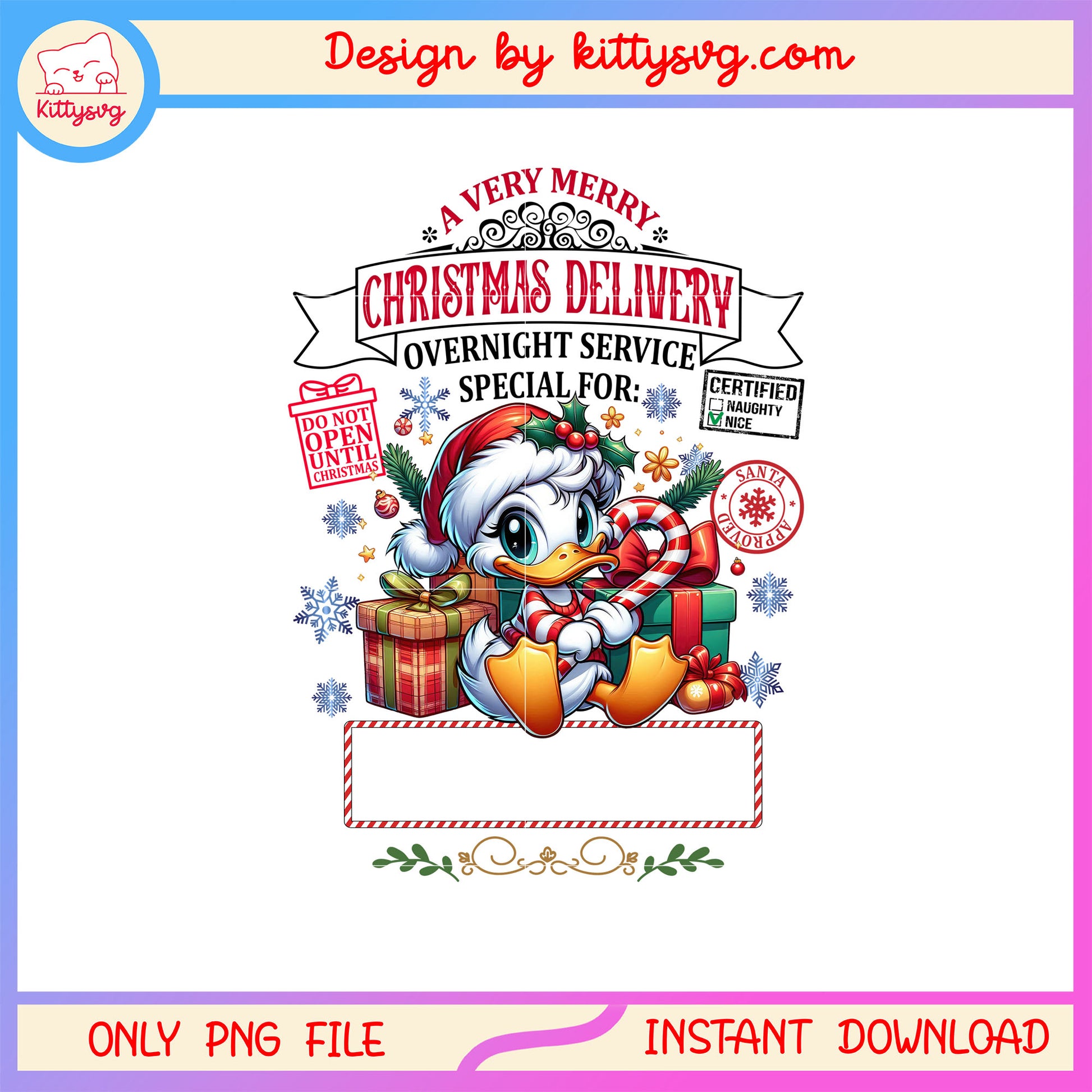 Daisy very merry christmas delivery png, disney daisy duck png