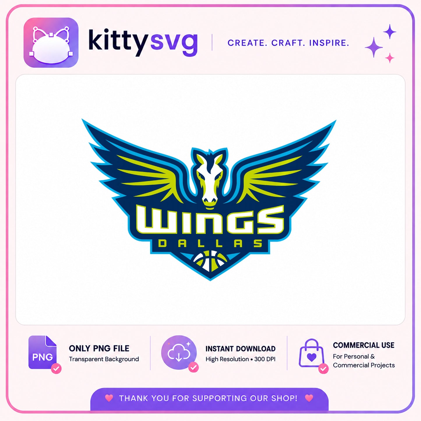 Dallas Wings PNG, WNBA Basketball Team Logo, Sports PNG
