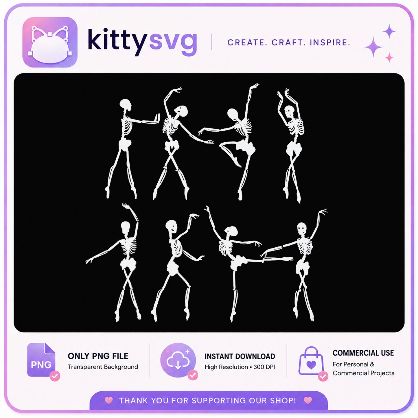 Dancing Skeleton Bundle PNG, Halloween Skeleton Clipart, Spooky PNG