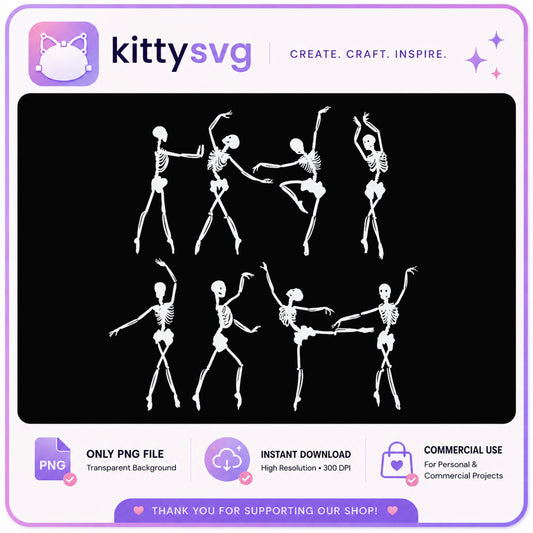 Dancing Skeleton Bundle PNG, Halloween Skeleton Clipart, Spooky PNG