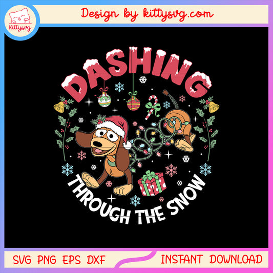 Dashing through the snow slinky dog svg, slinky dog toy story svg