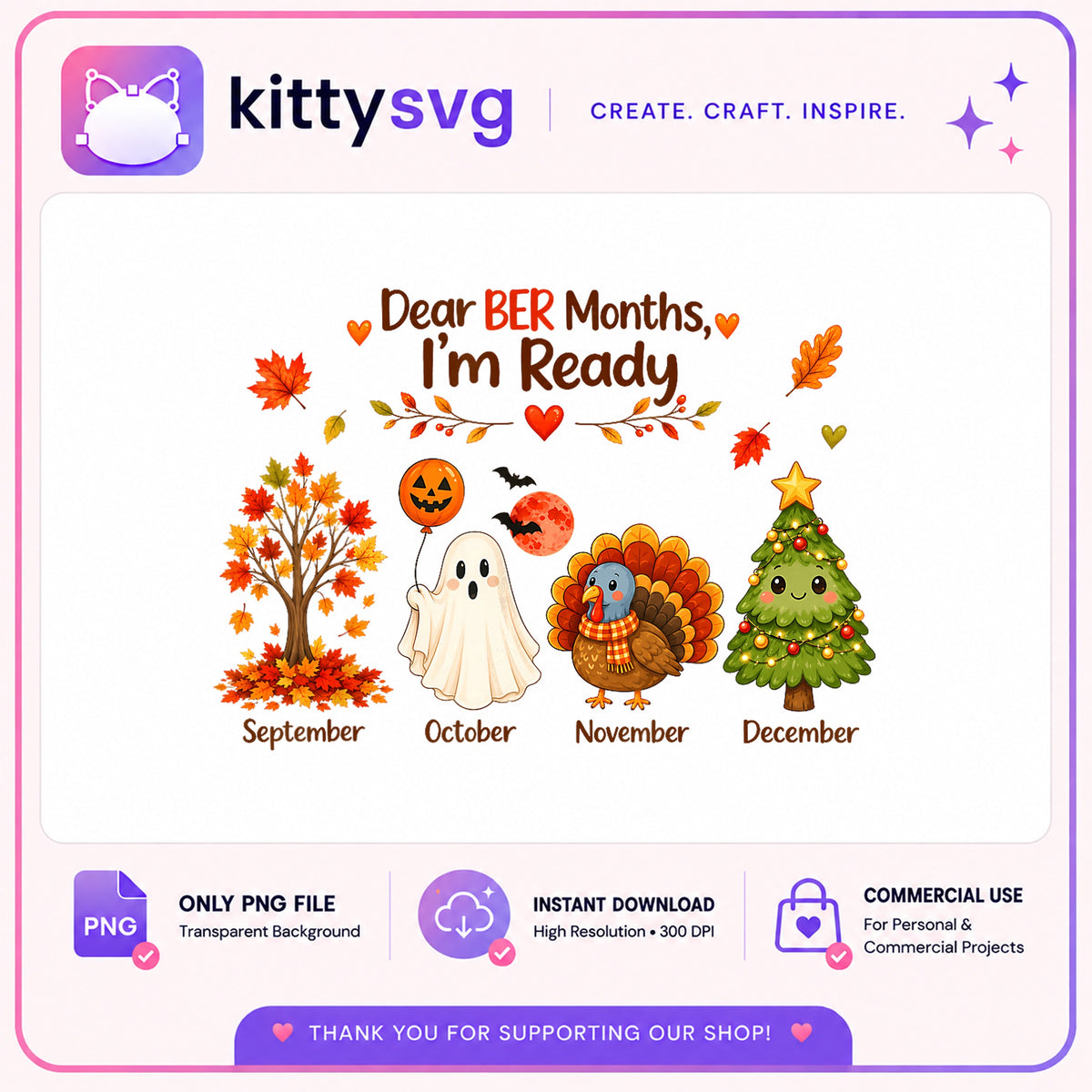 Dear Ber Months Im Ready PNG, Fall Autumn Clipart, Halloween Christmas PNG