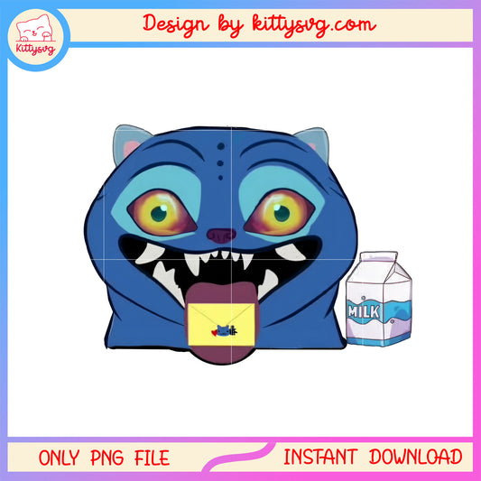 Demon derpy tiger and milk design png, demon tiger png, kpop huntrix png
