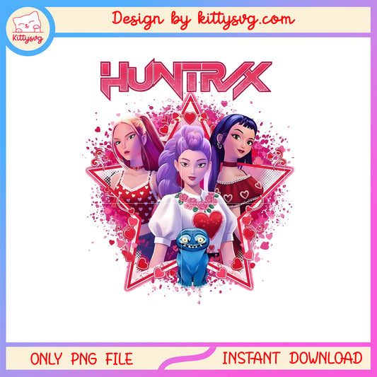 Demon hunter kpop pink star valentine png,  kpop demon hunters png