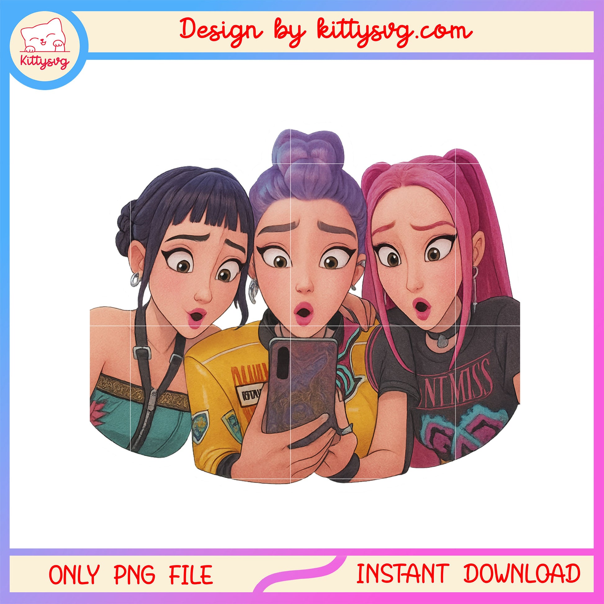 Demon hunters girl surprise design png, kpop demon hunters png