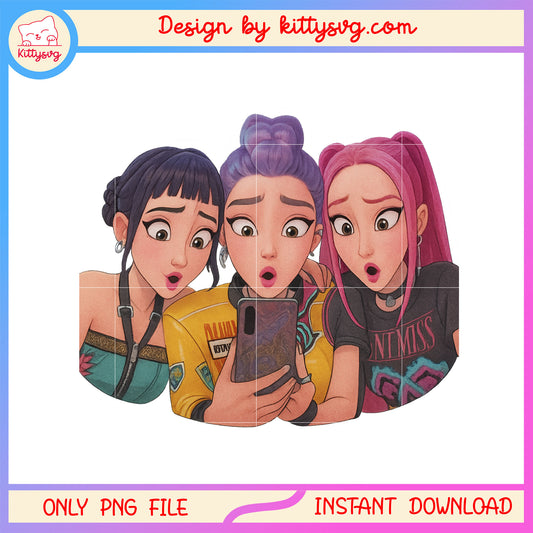 Demon hunters girl surprise design png, kpop demon hunters png