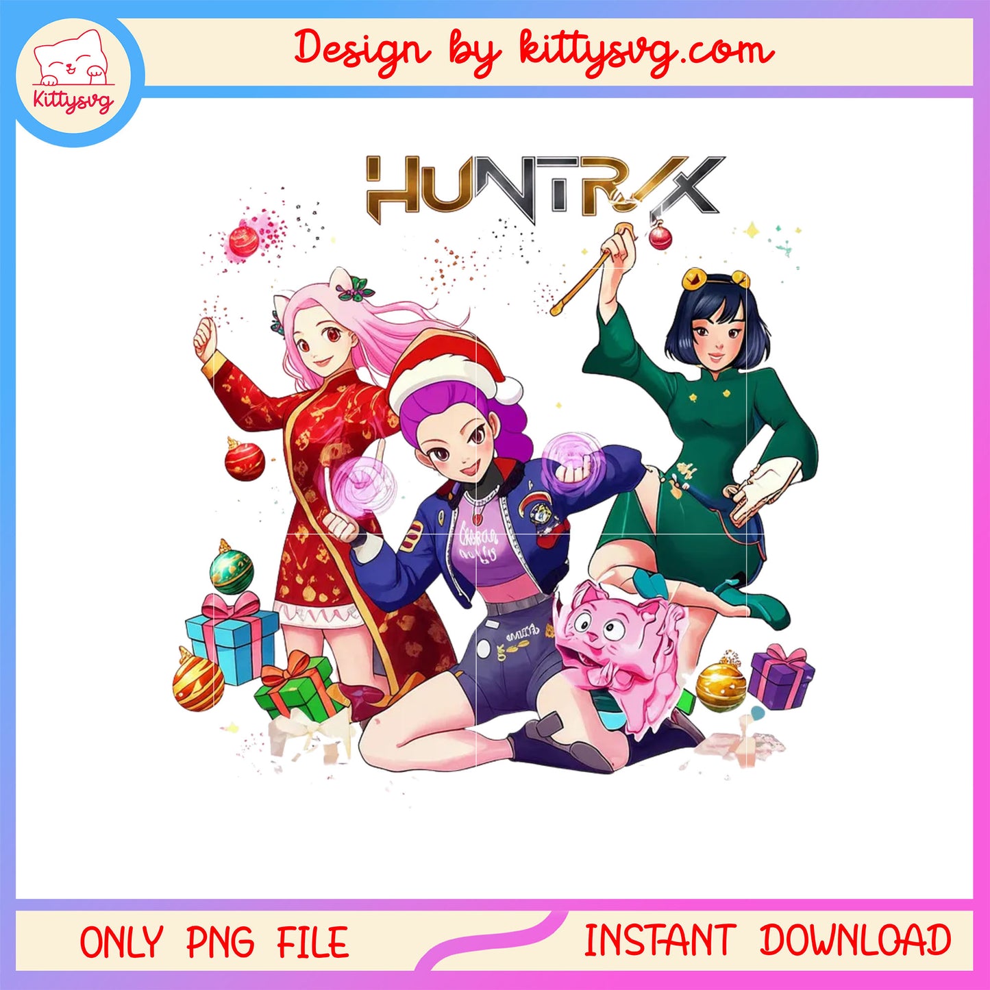 Demon hunters huntrix enjoy christmas png, huntrix kpop png